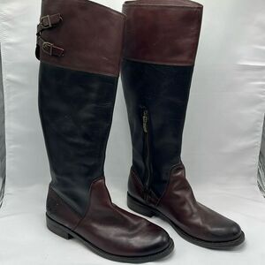 Brown & Black Leather VInce Camuto Knee High Boots